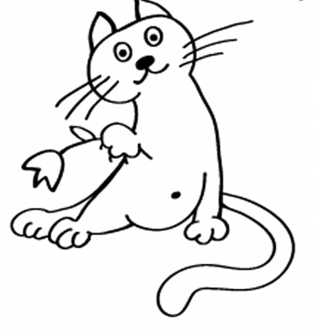 Раскраска буйный кот и мышь