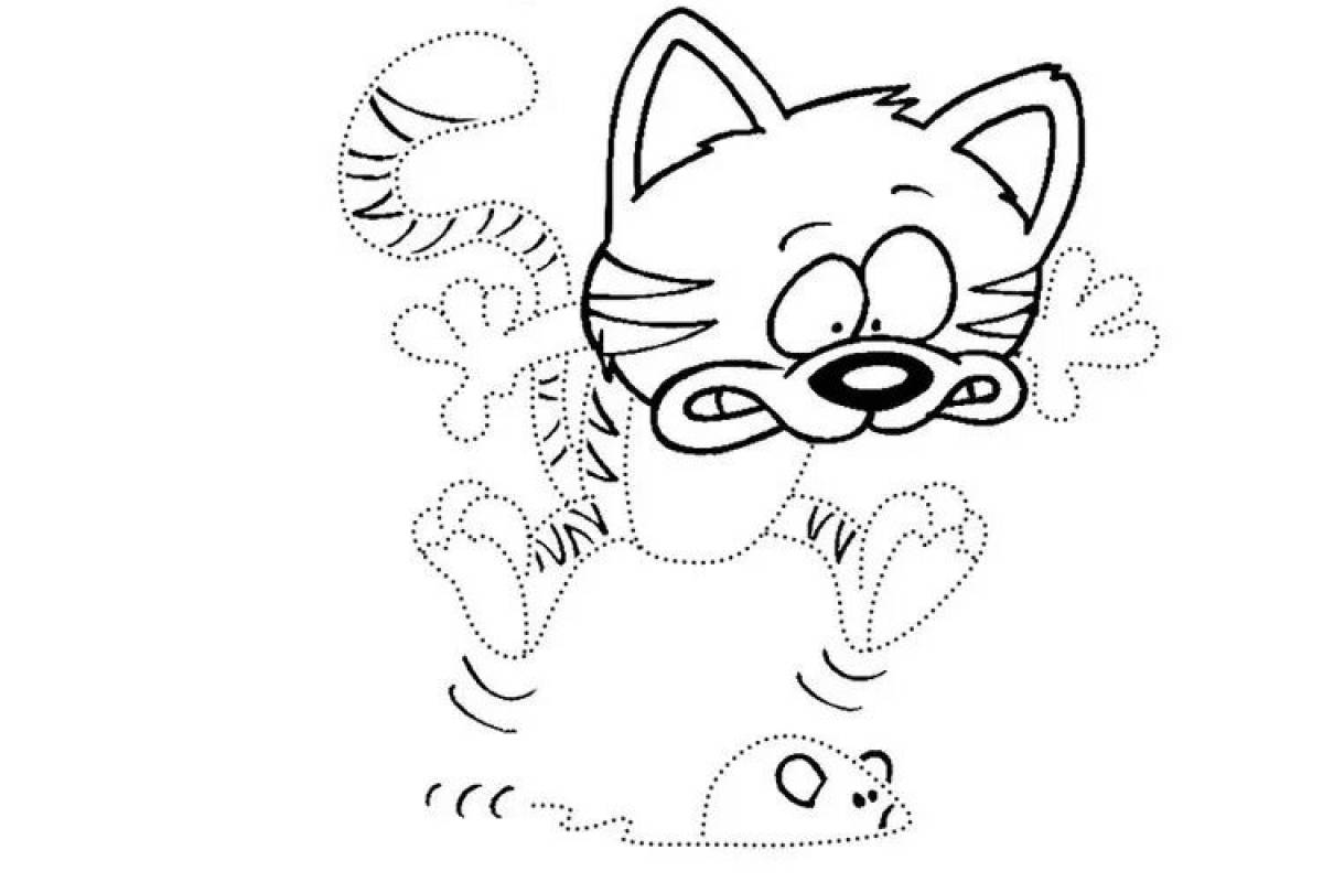 Attractive cat and mouse coloring page