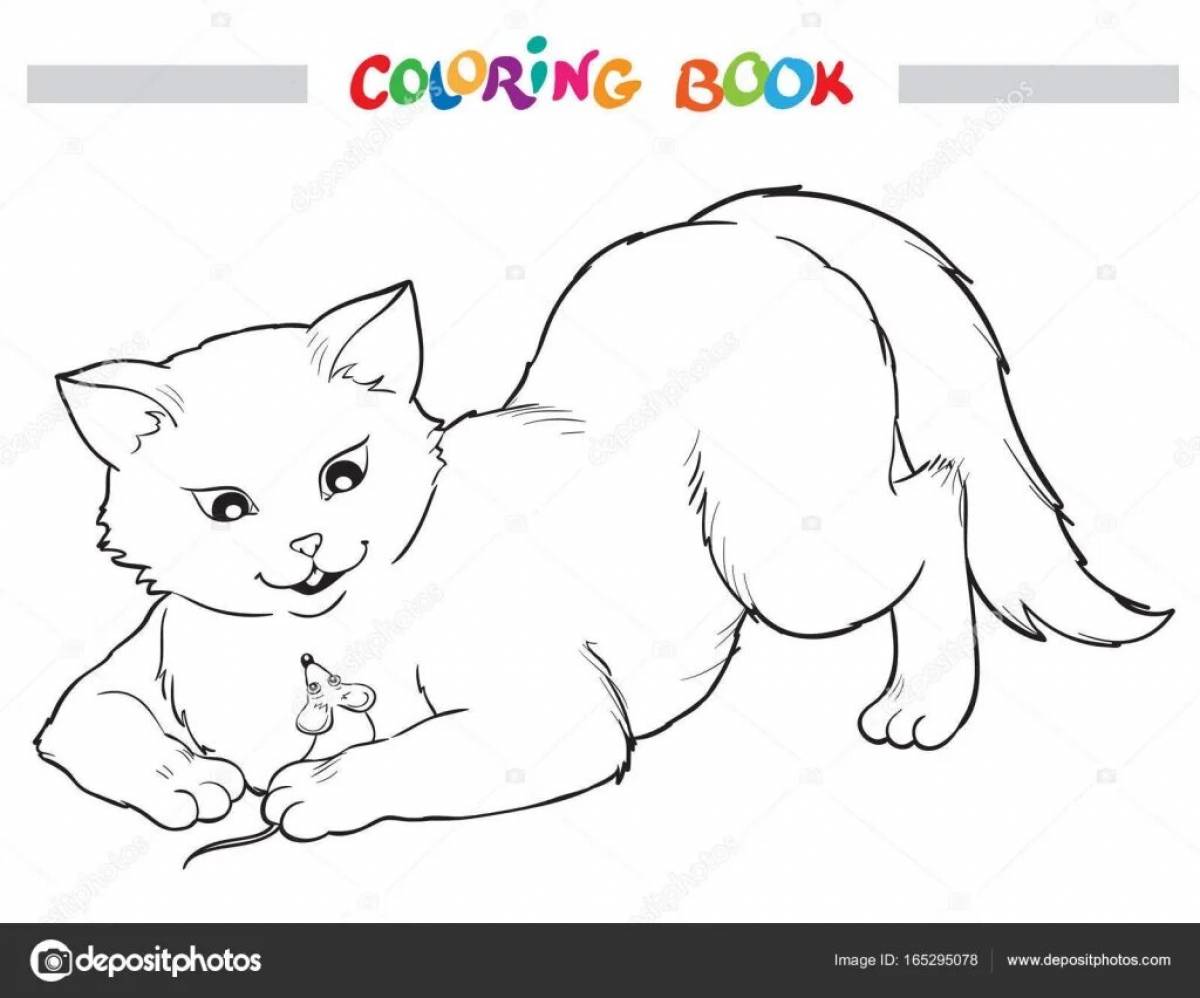 Fun coloring cat and mouse