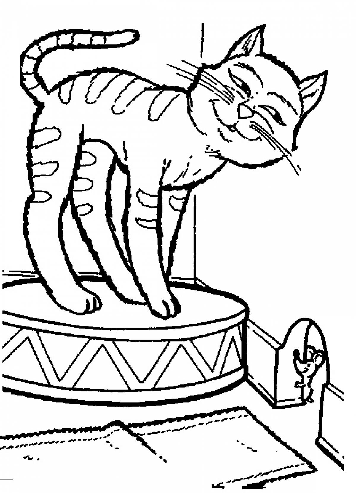 Glorious cat and mouse coloring page