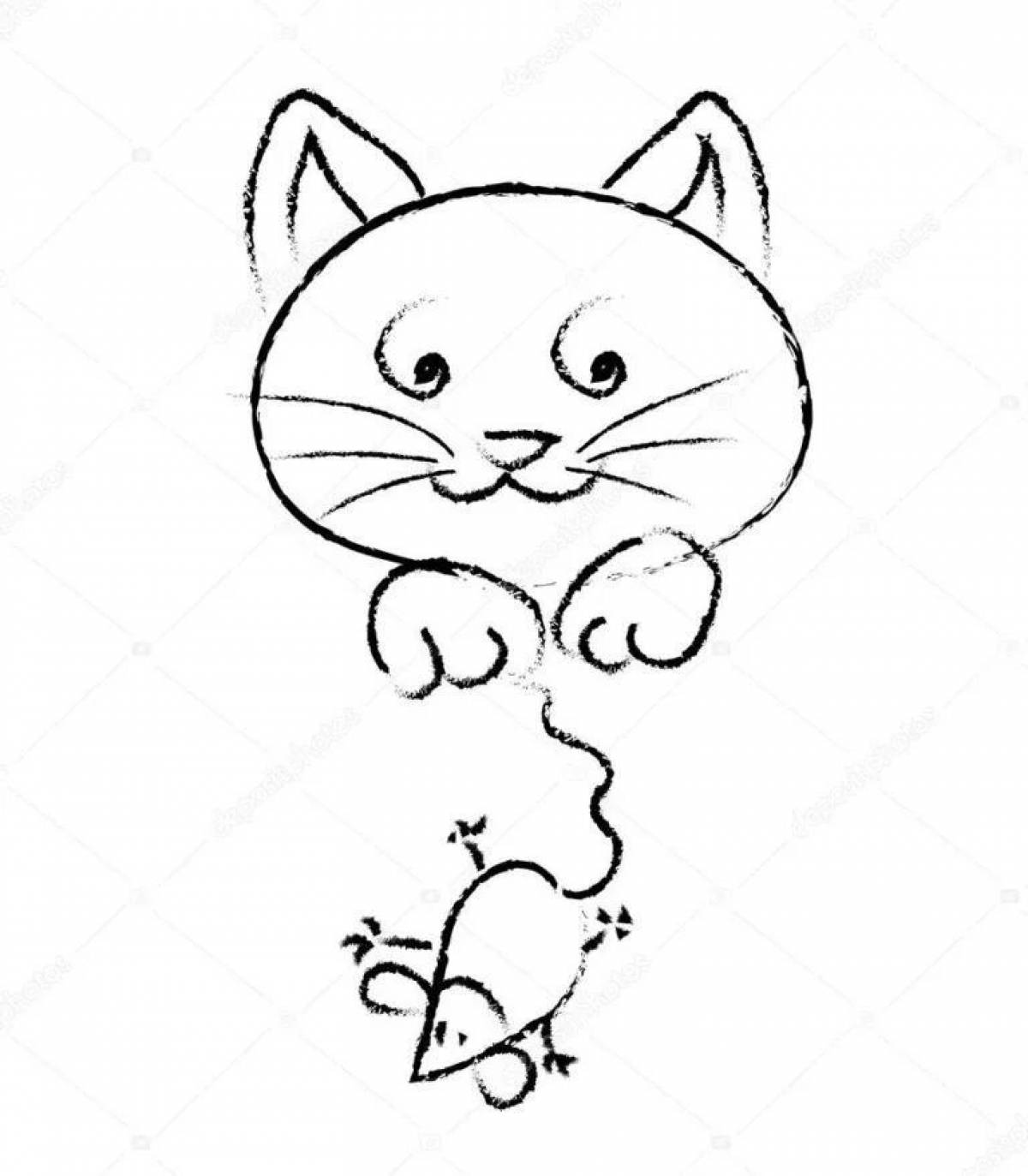 Radiant cat and mouse coloring page