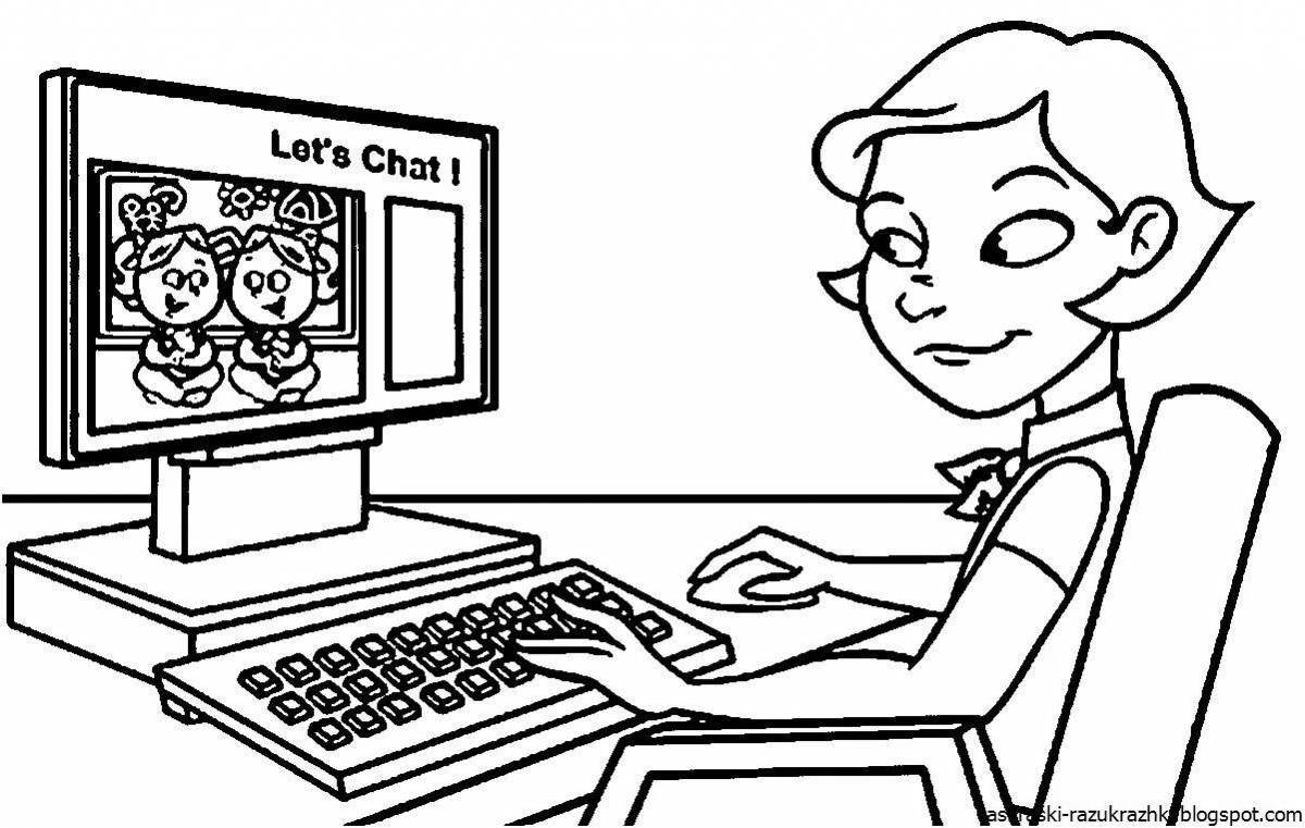 Animated person at the computer