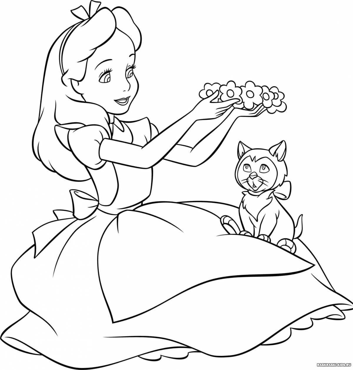 Fabulous alice in wonderland coloring page