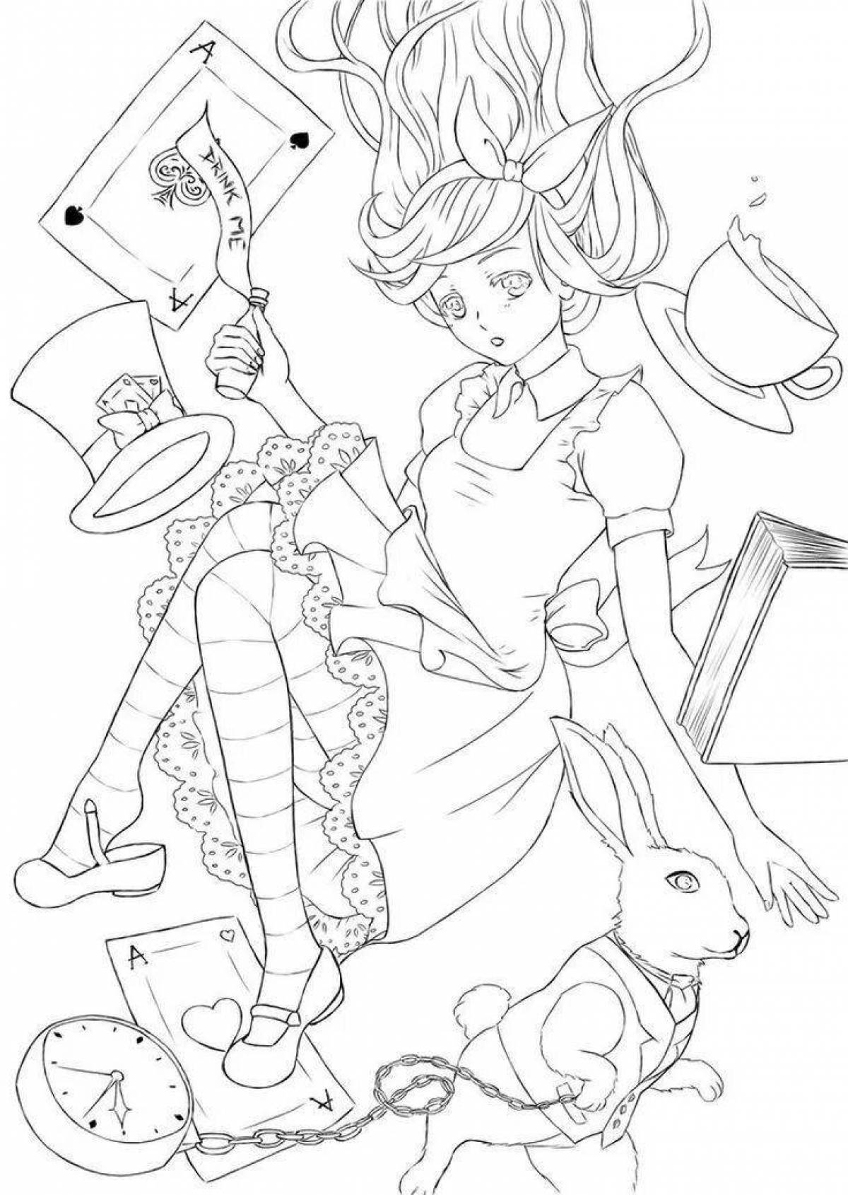 Rampant Alice in Wonderland coloring page