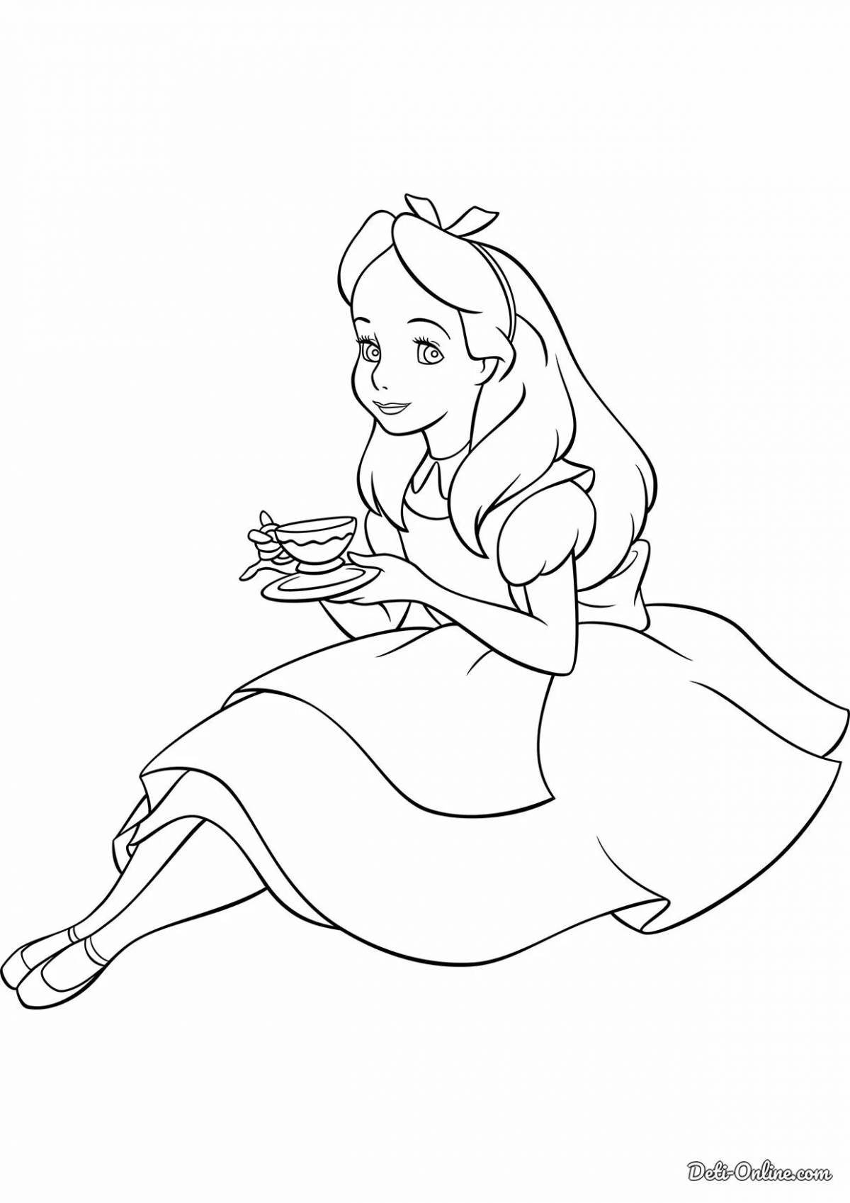 Coloring page gorgeous alice in wonderland