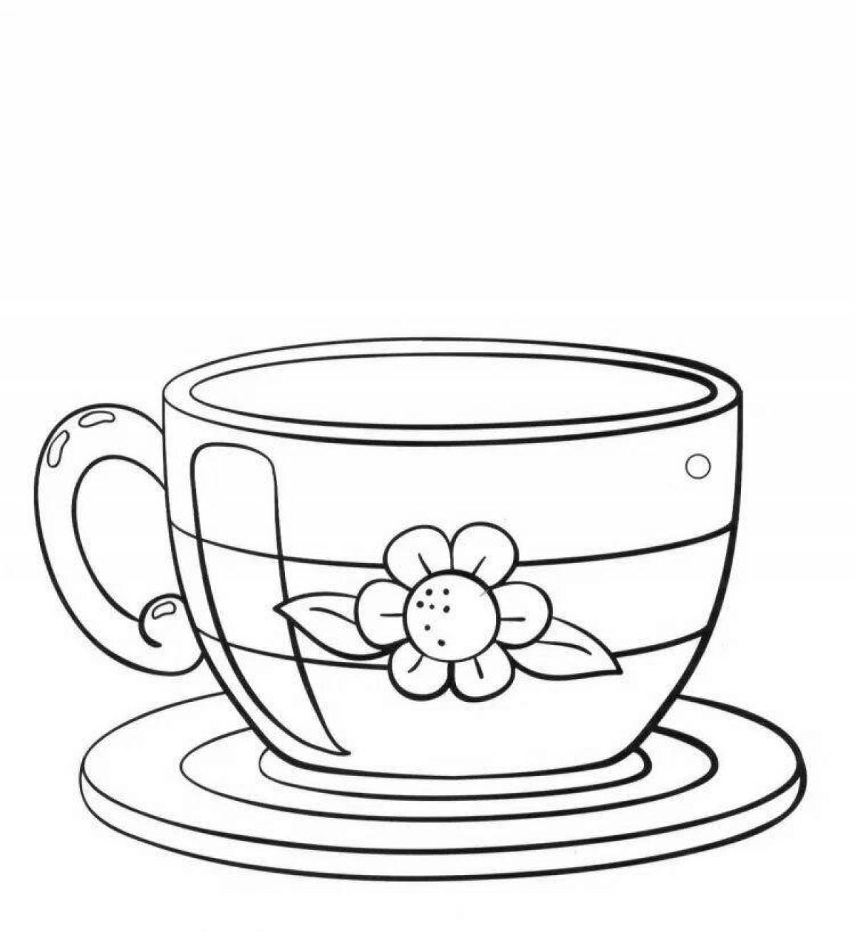 Coloring book sweet mugs and cups