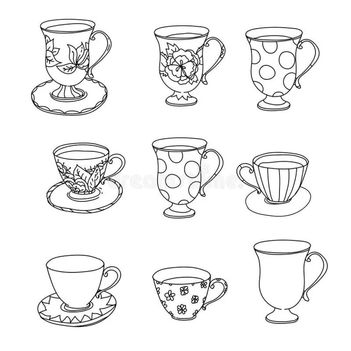 Fine mugs and cups coloring page