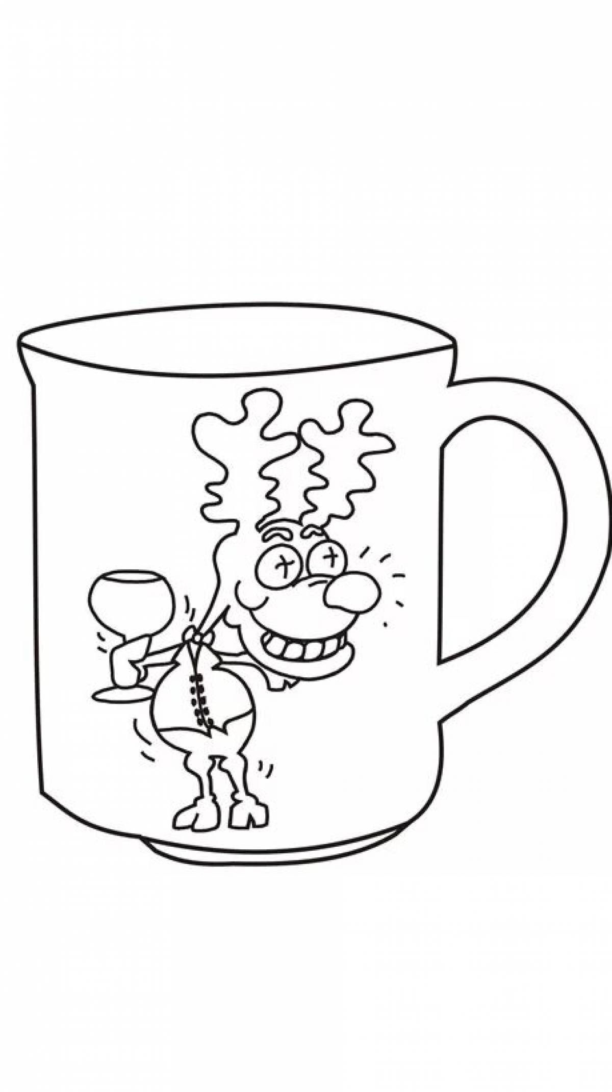 Coloring page unusual mugs and cups