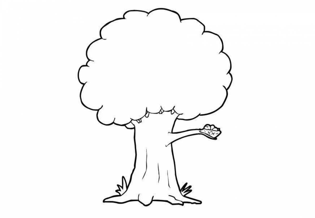 Sunny tree coloring book for kids