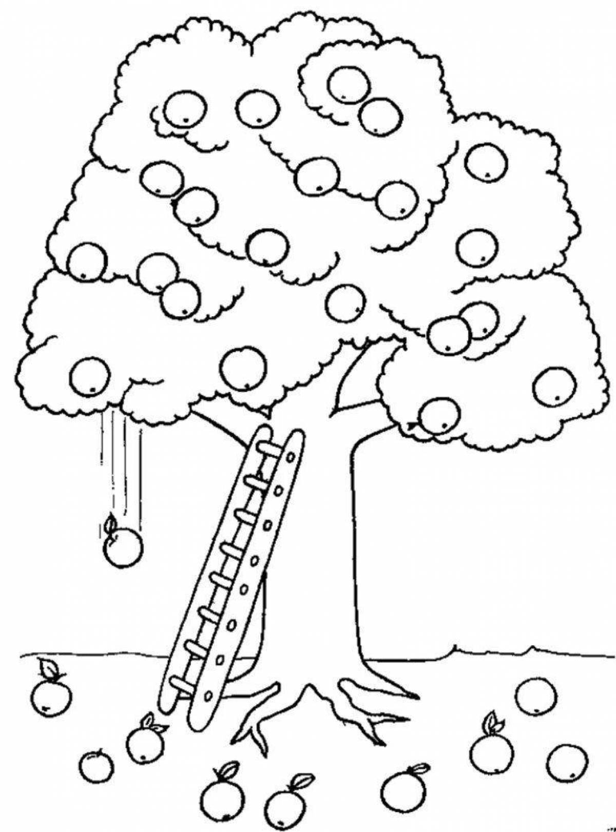 Colorful adorable tree coloring book for kids