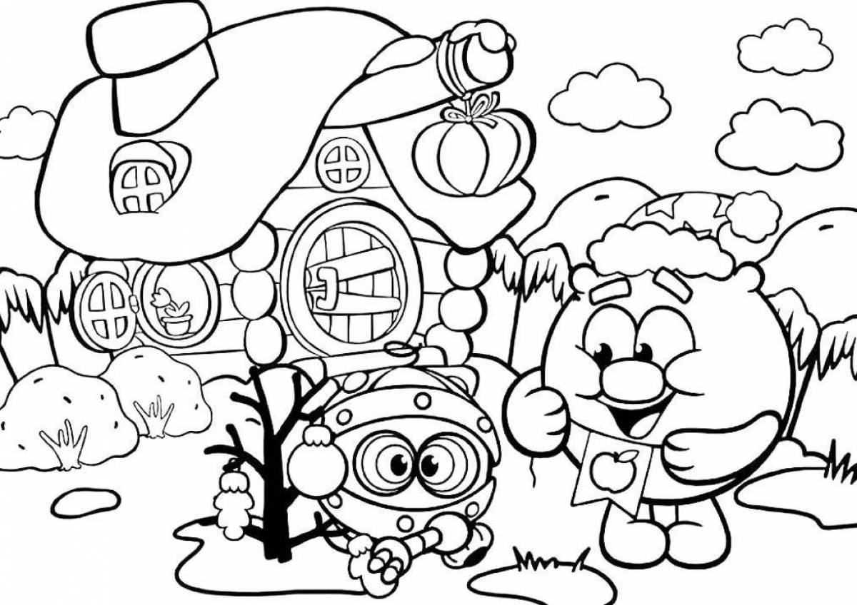 Coloring page violent all smeshariki together