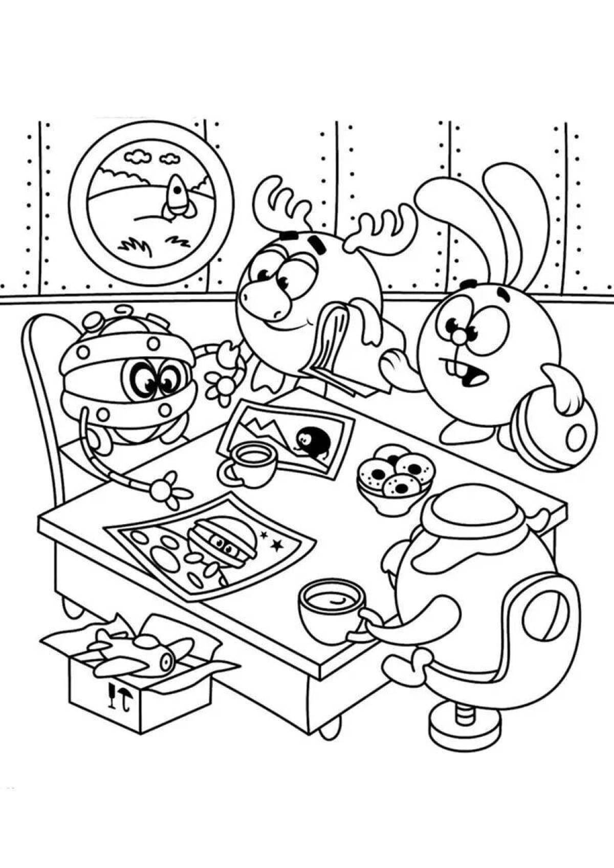 Color-bright all smeshariki together coloring book