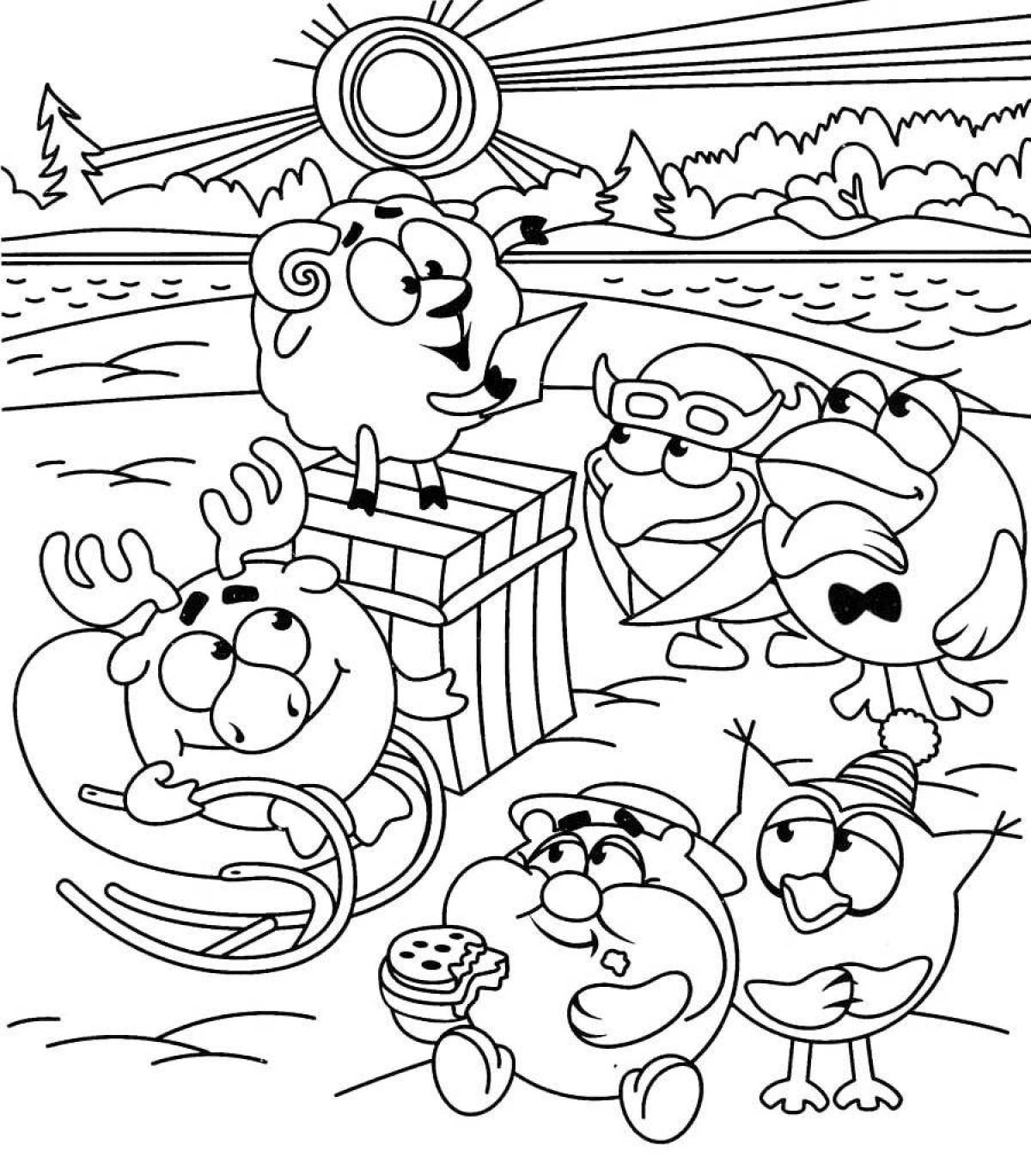 Color-frenzy all smeshariki together coloring book