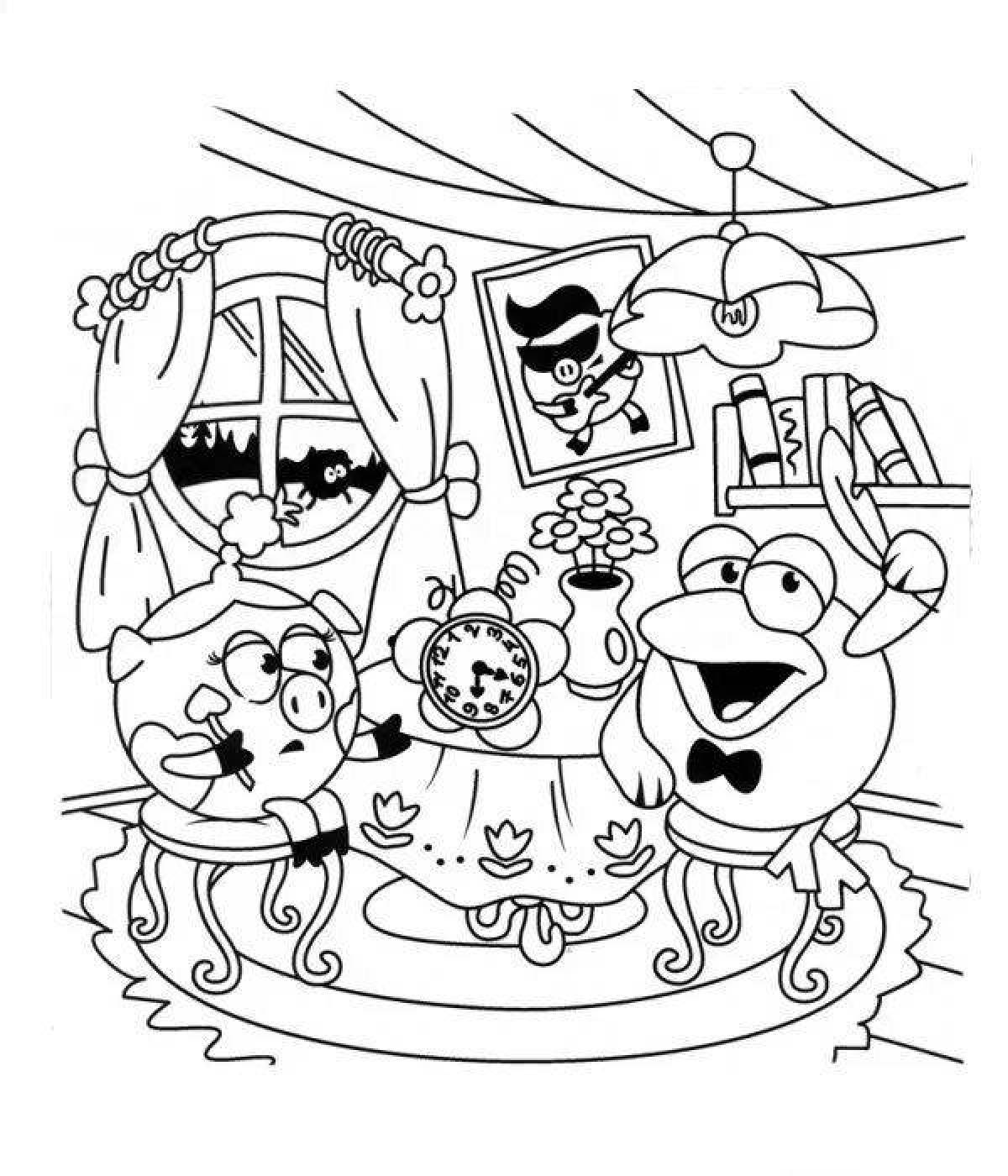 Coloring pages-all smeshariki have fun together coloring book