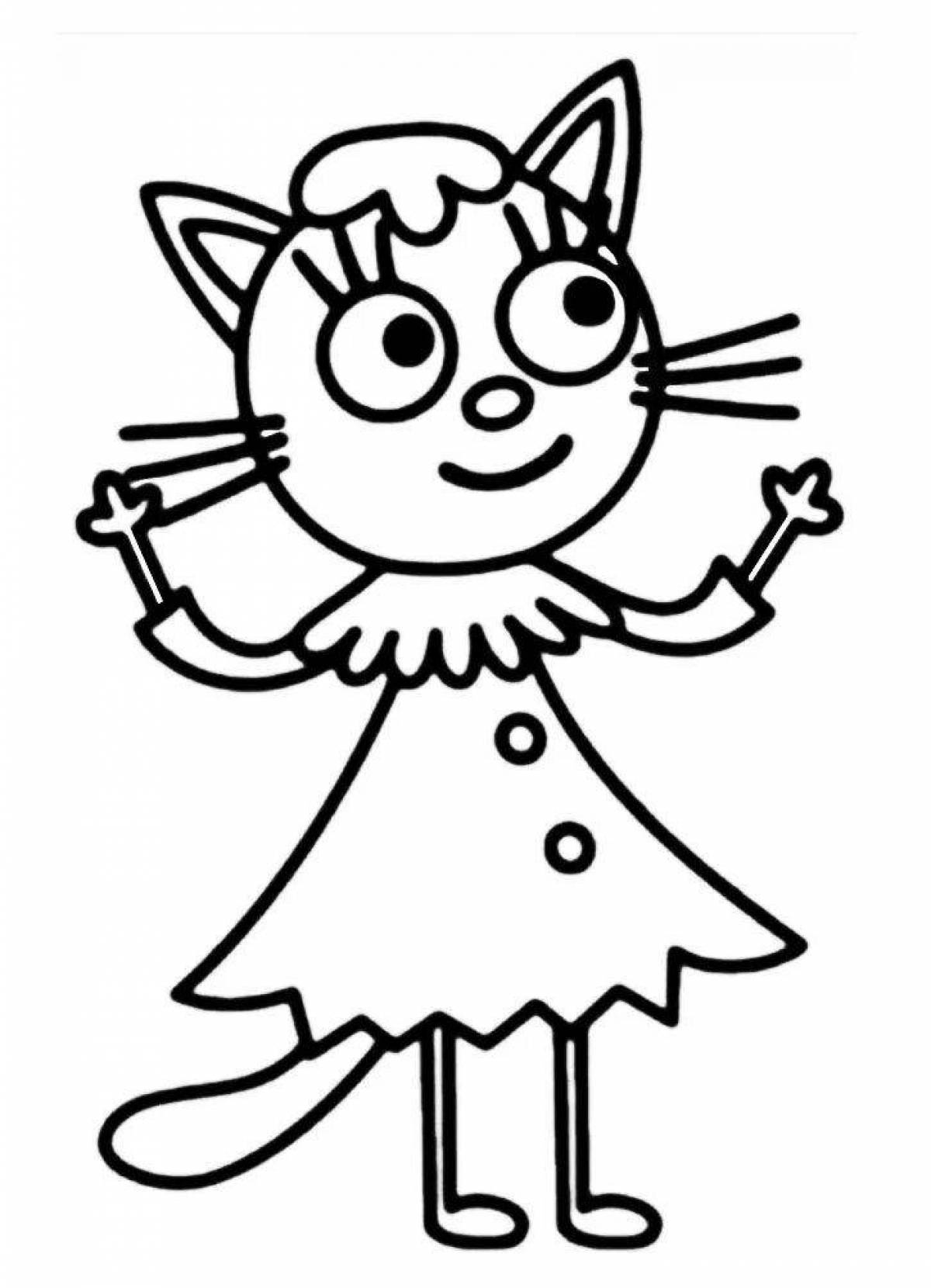 Animated mustard three cats coloring page