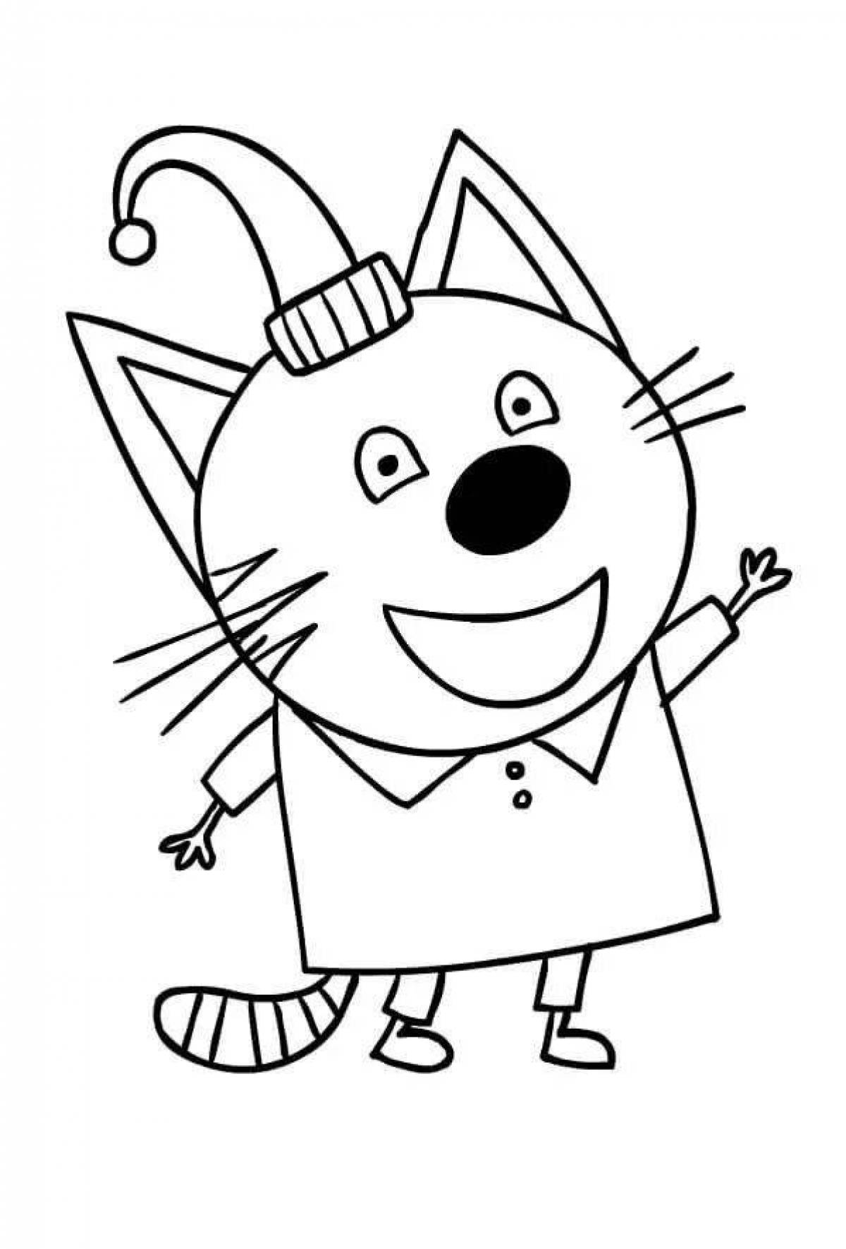 3 cats humorous mustard coloring book