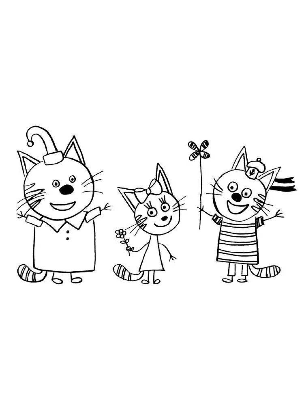 Intriguing mustard three cats coloring book