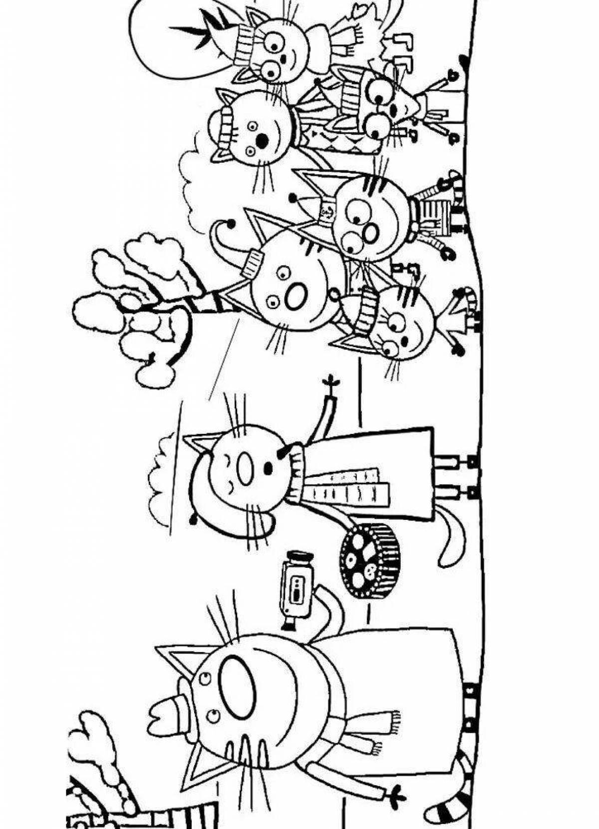 Three cats dazzling mustard coloring book