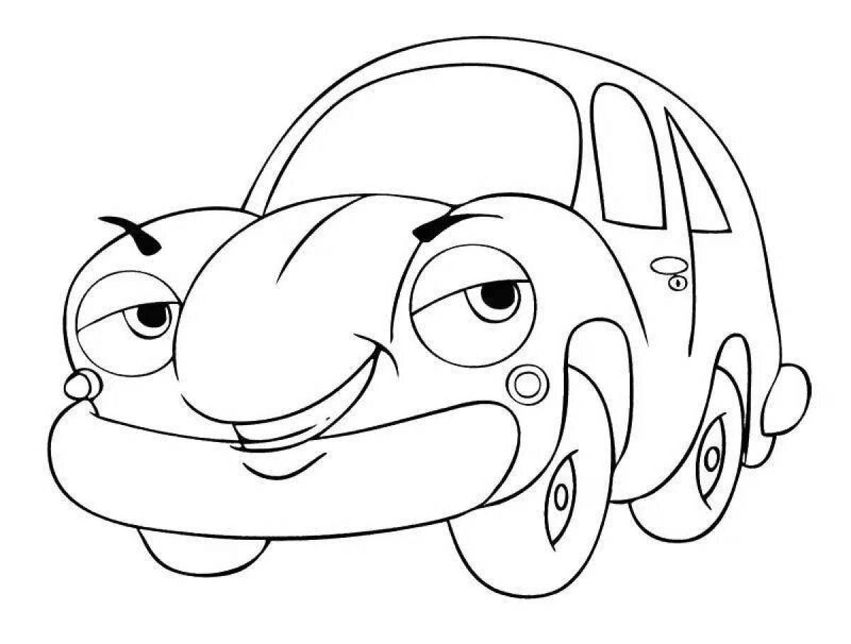 Fun car cartoon coloring book