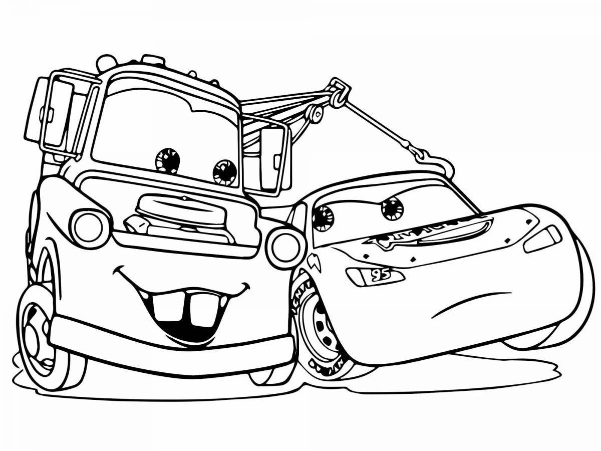 Adorable cartoon car coloring book
