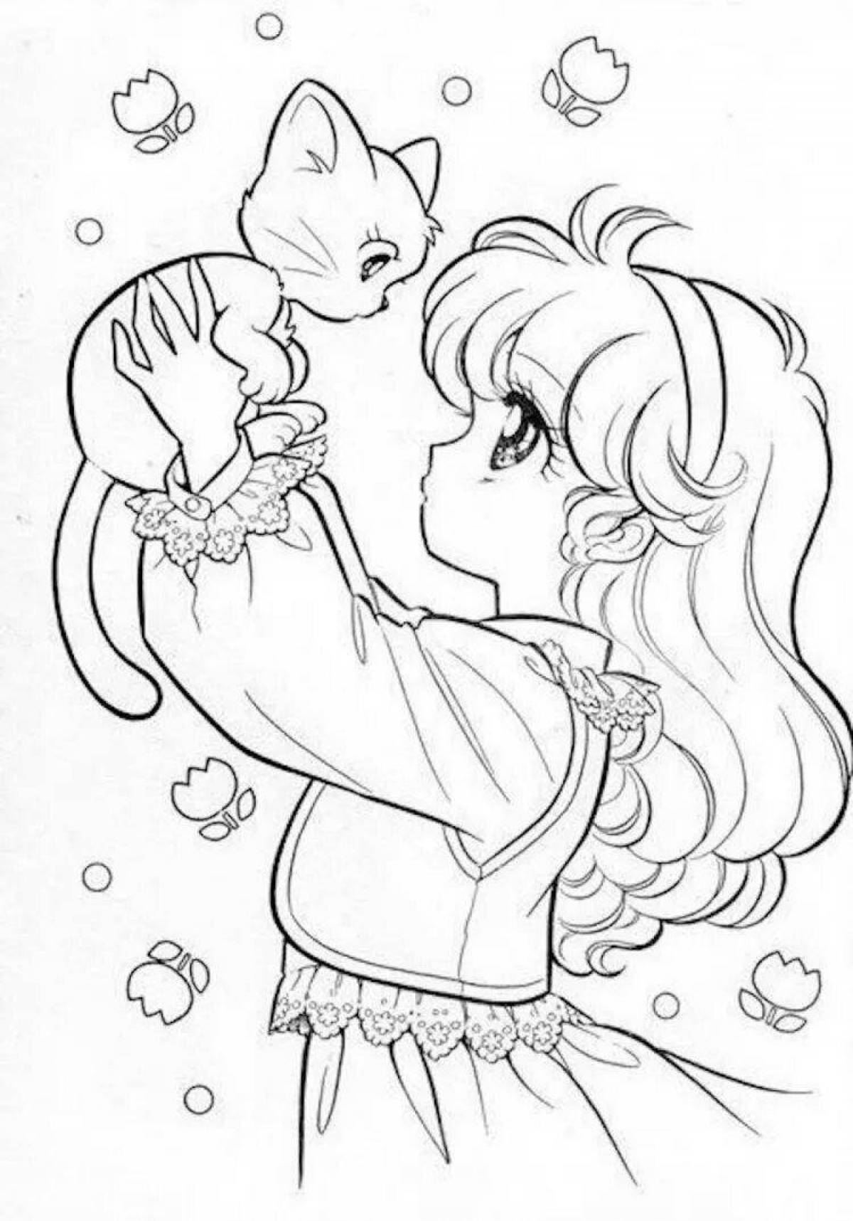 Прекрасная раскраска аниме девушки