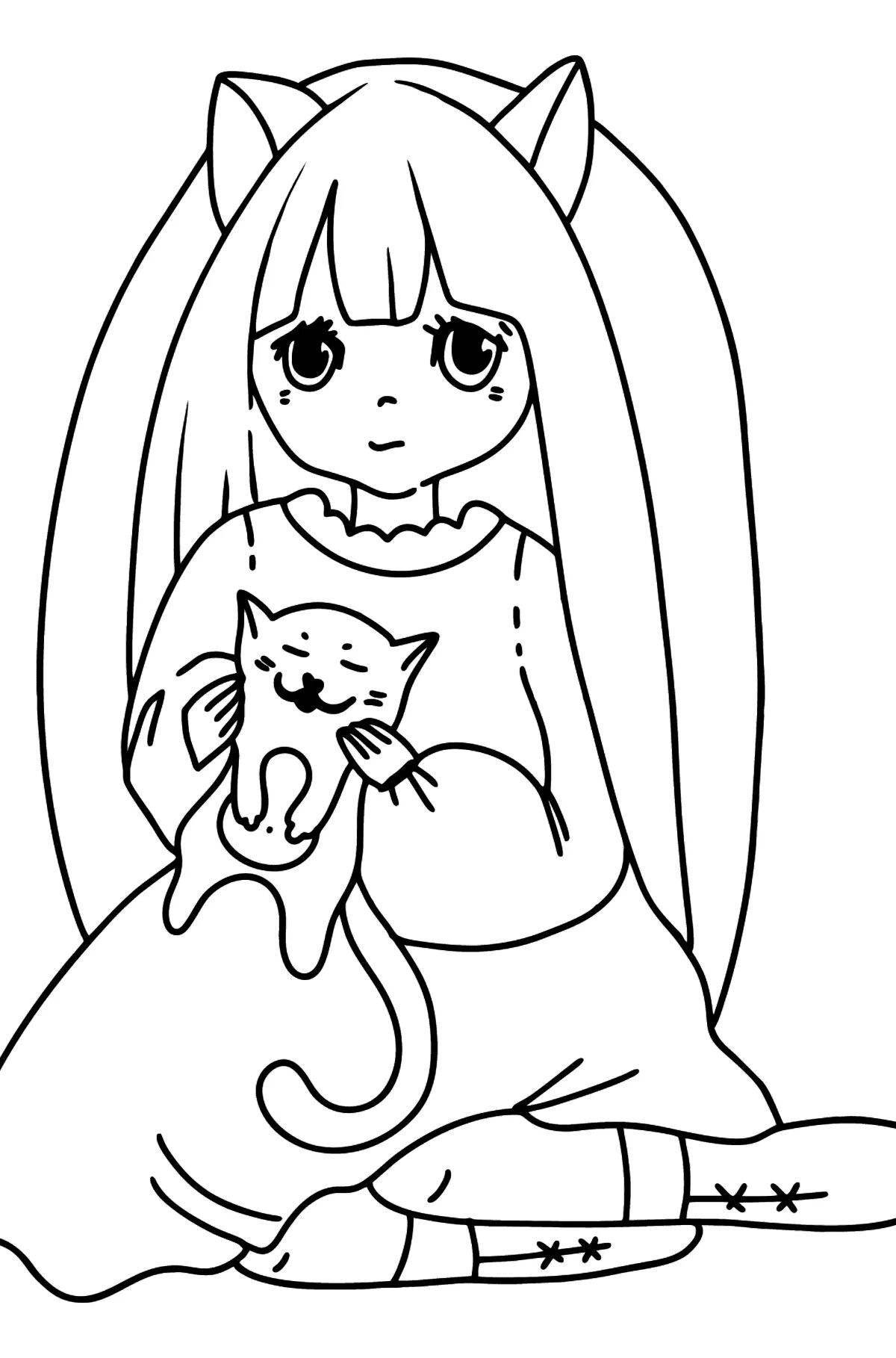 Bewitching anime girl coloring book