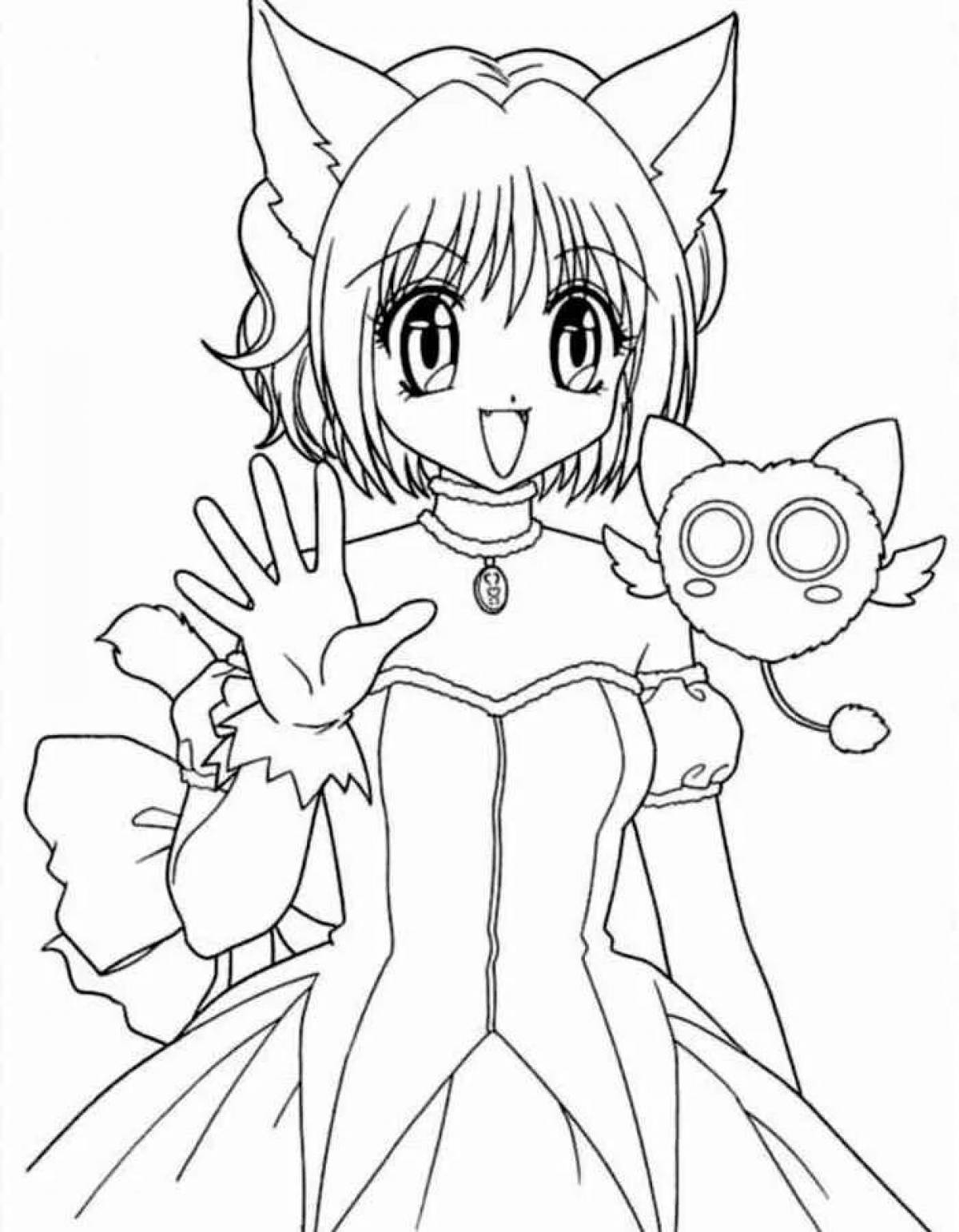 Живописная раскраска аниме девушки