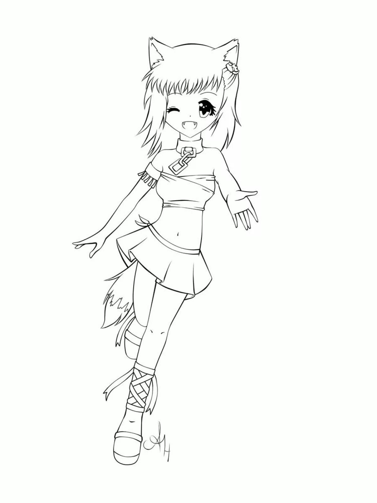 Sweet anime girl coloring pages