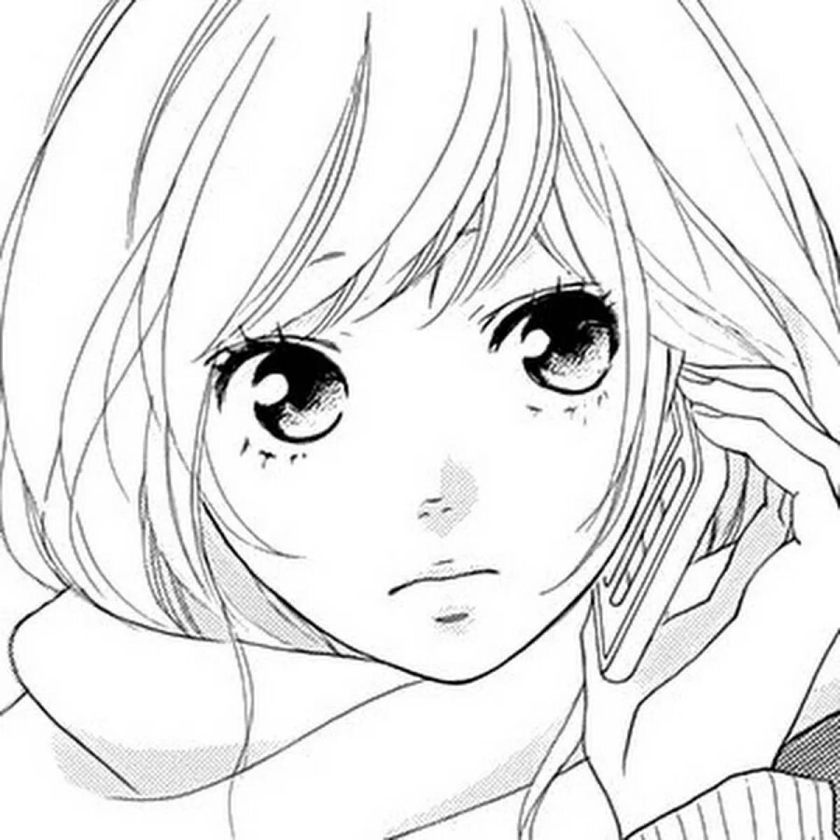 Спокойная раскраска лицо девушки из аниме