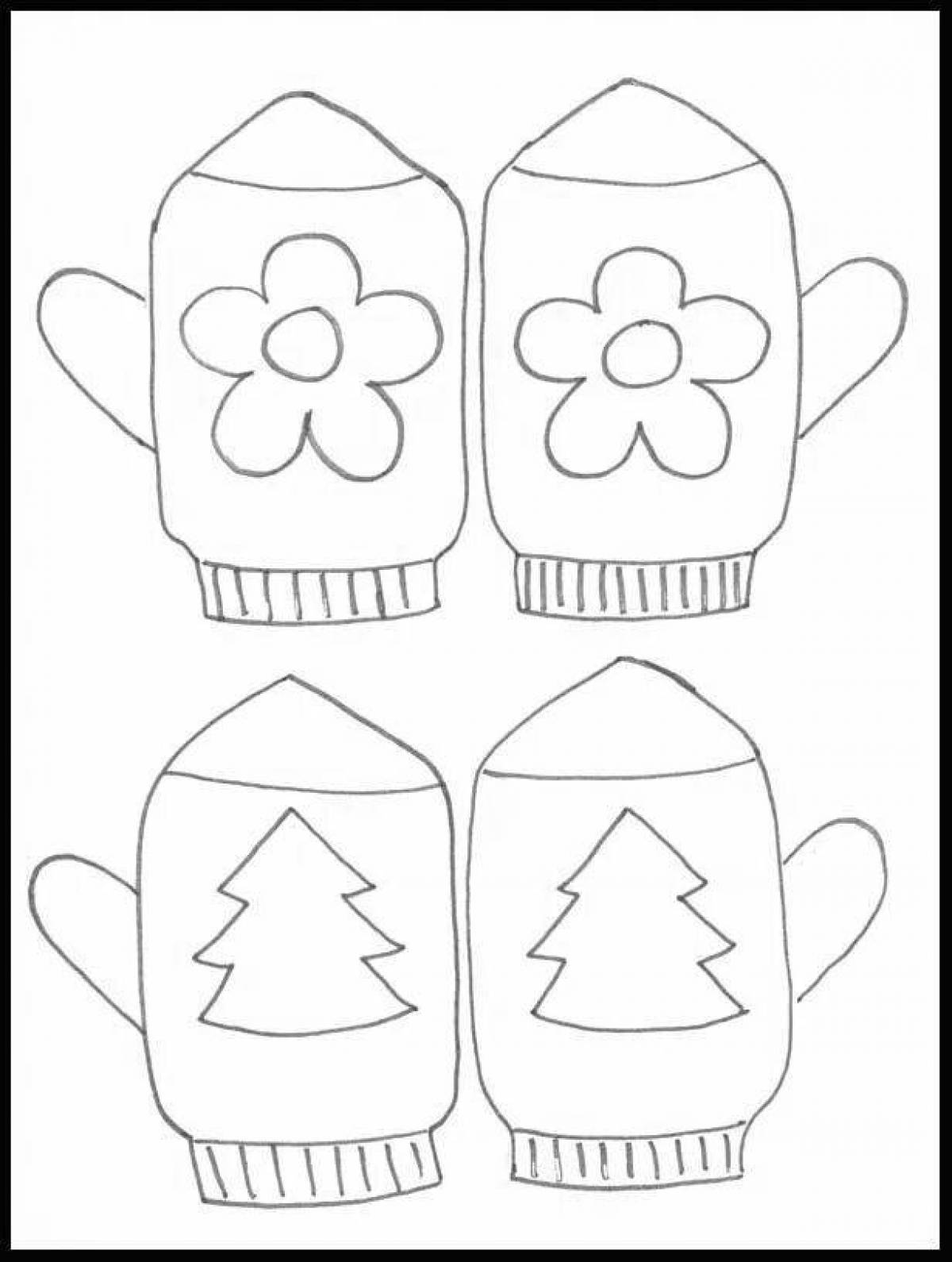 Coloring book sparkling mitten