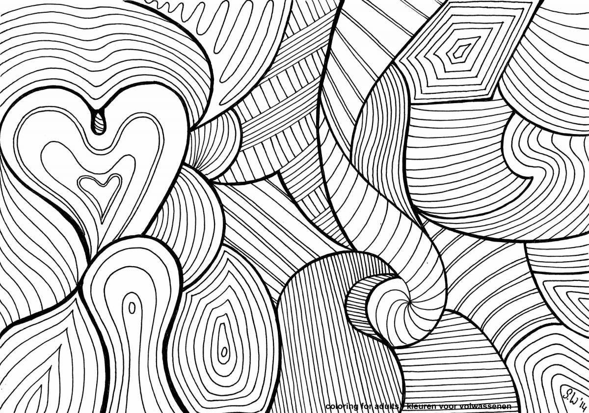 Intricate coloring page with hidden spiral pattern