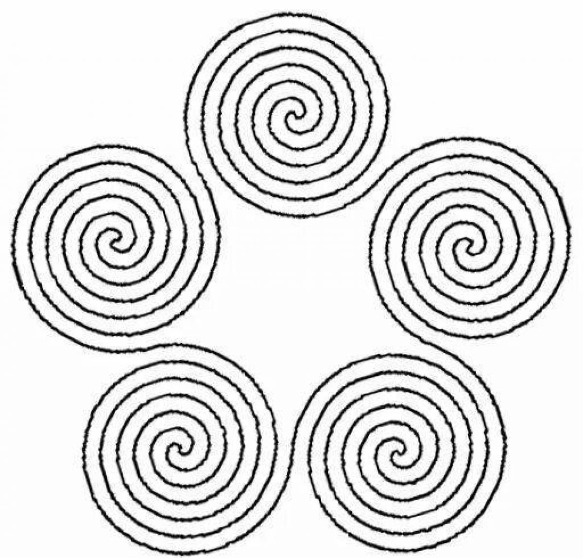 Magic coloring hidden spiral pattern