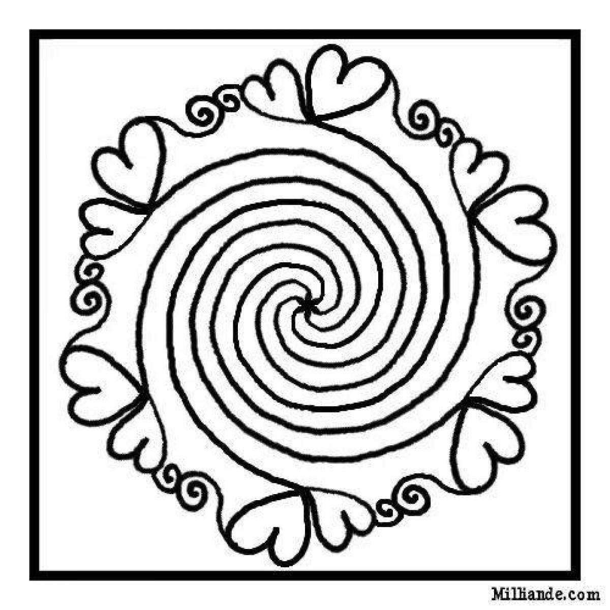 Dazzling coloring hidden spiral pattern