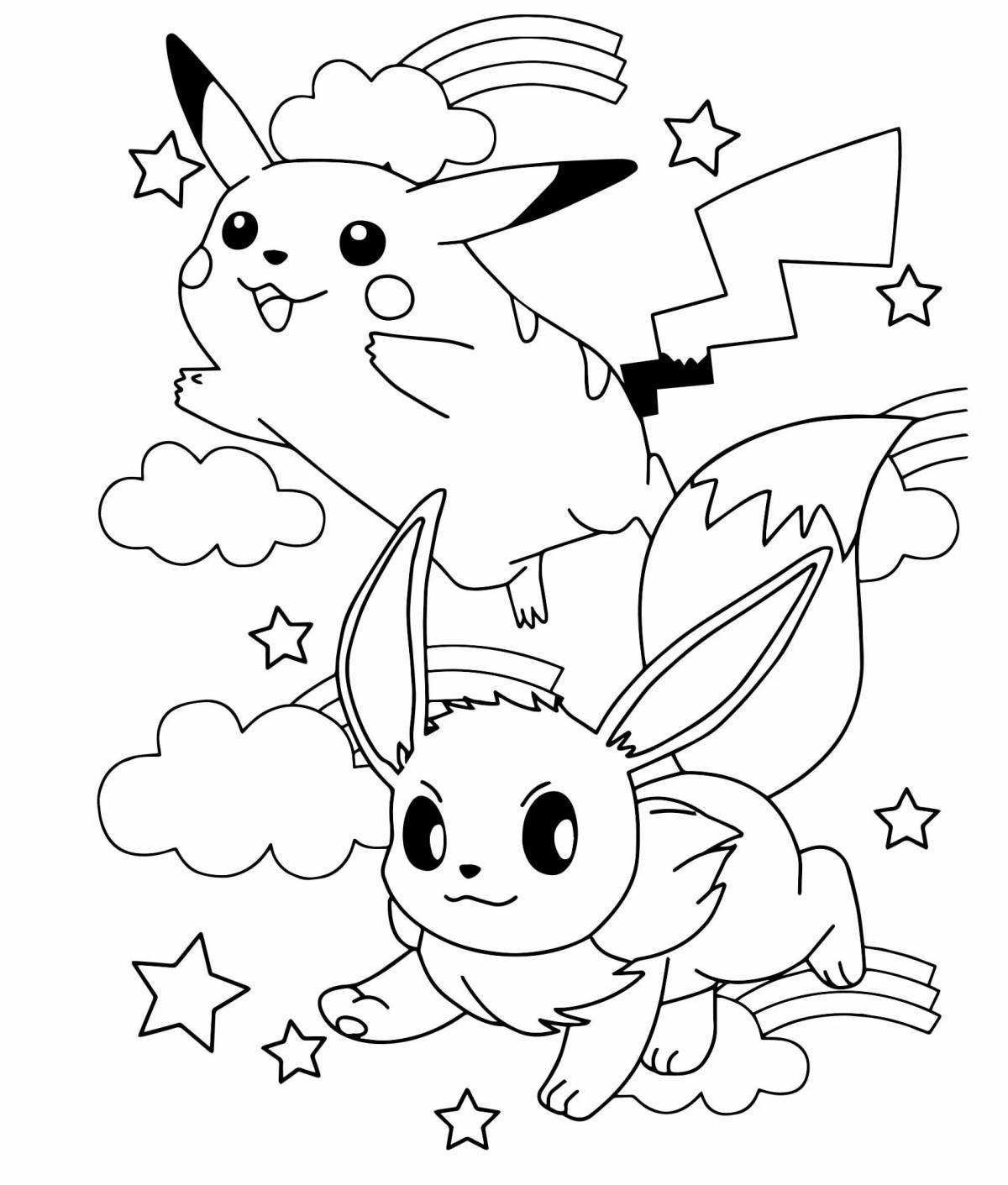Colorful pikachu and his friends