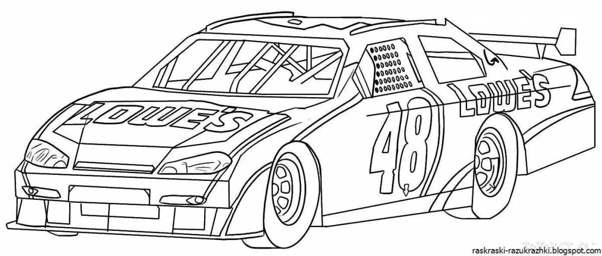 Colorful racing car coloring book for kids