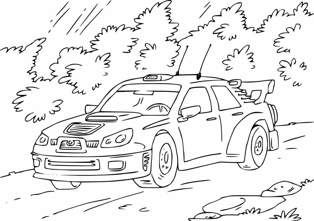 Coloring book dazzling racing car for kids