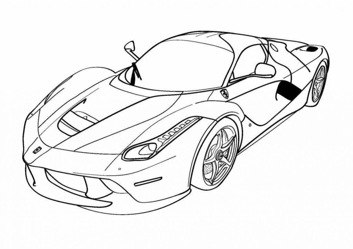 Shiny racing car coloring book for kids