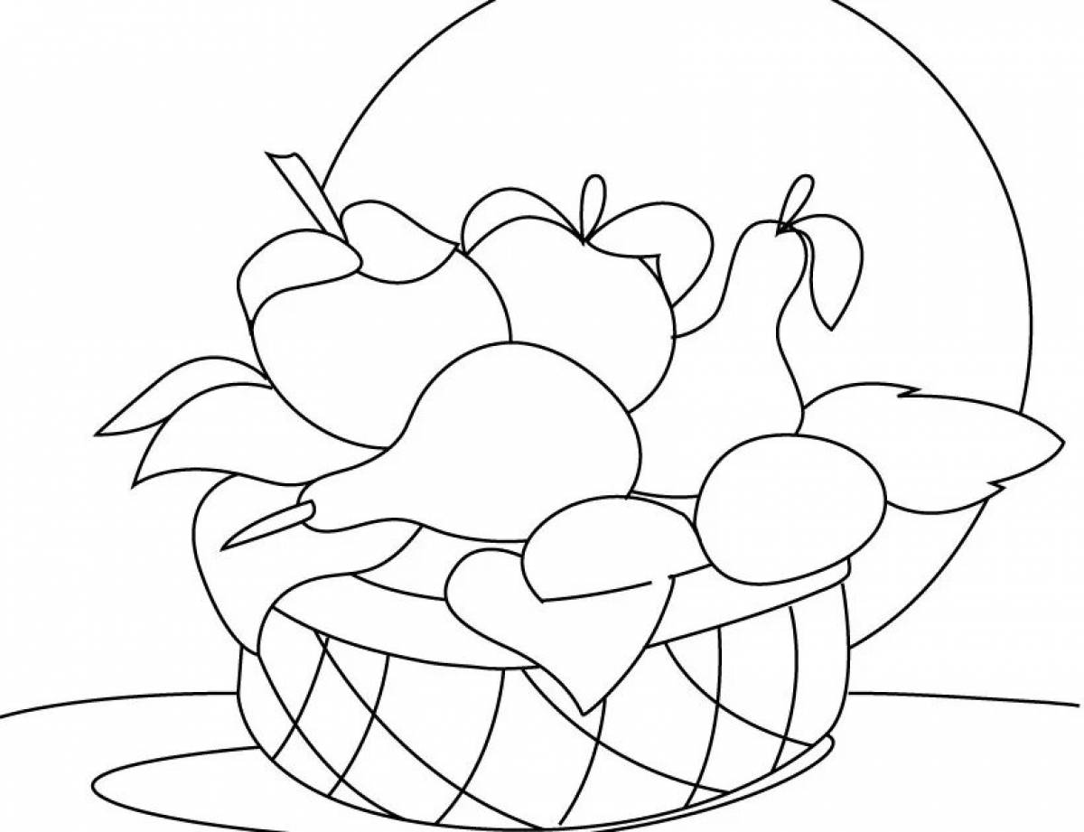 Кружка с игривым натюрмортом с яблоком и грушей