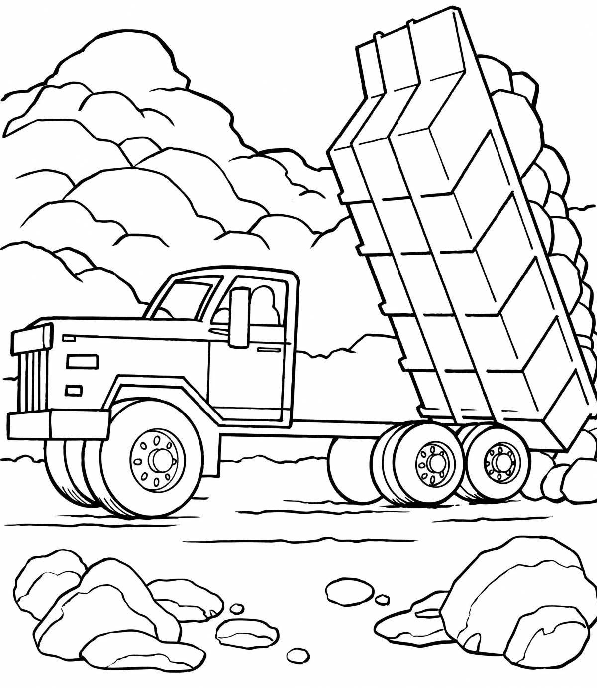 Shiny trucks coloring page