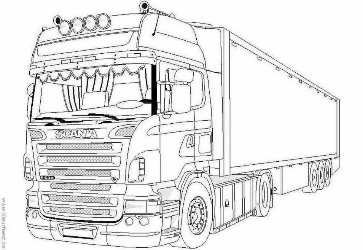 Fascinating trucks coloring page