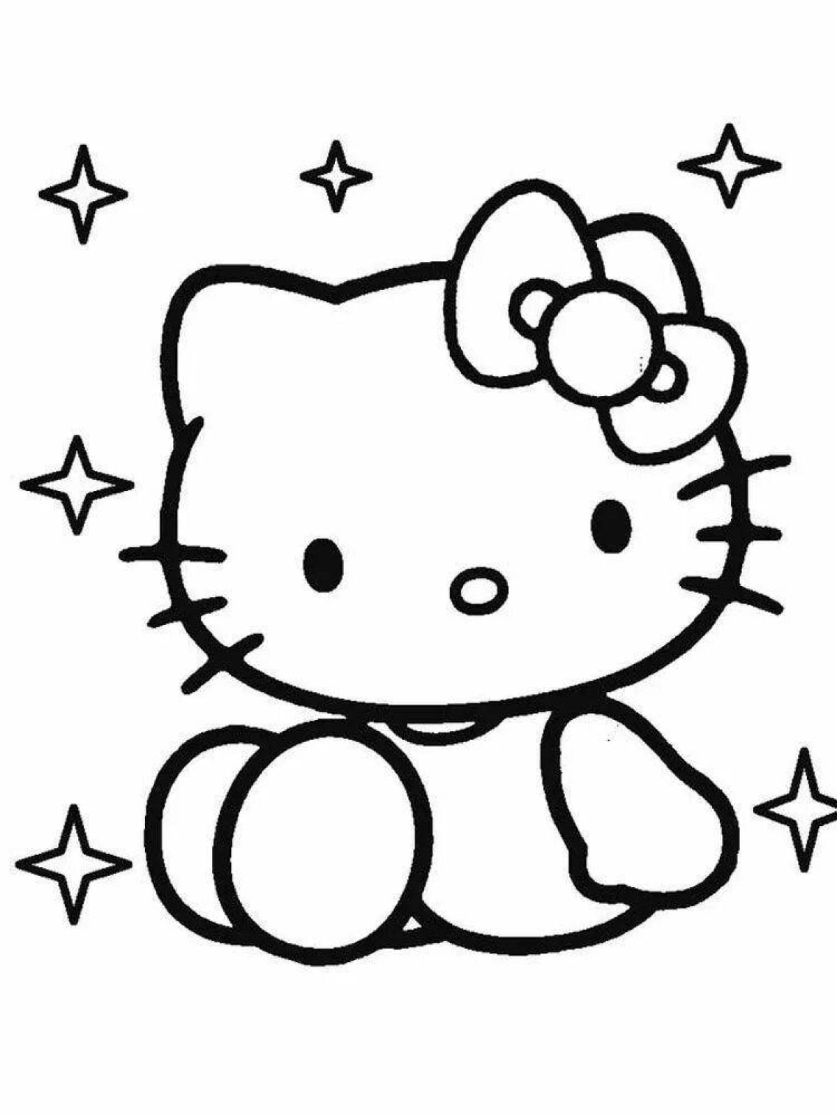 Shiny hello kitty small coloring page