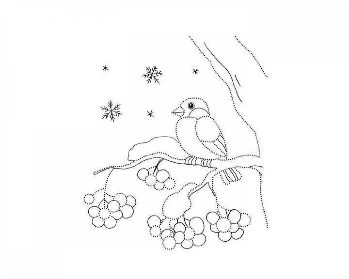Adorable winter bird coloring page