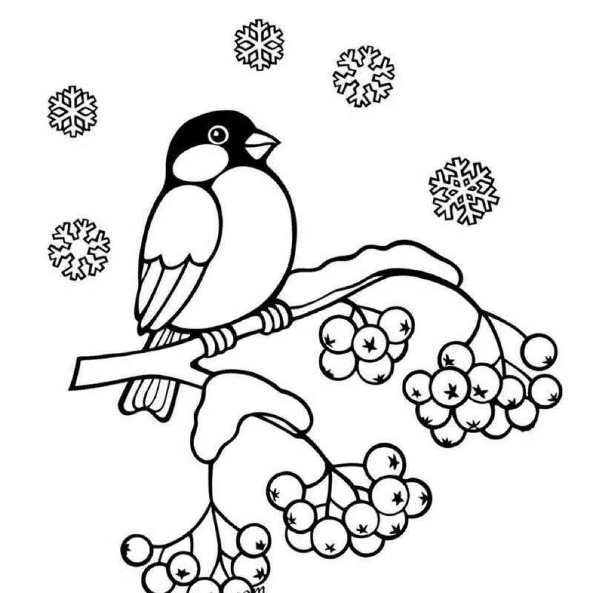 Adorable wintering birds coloring page
