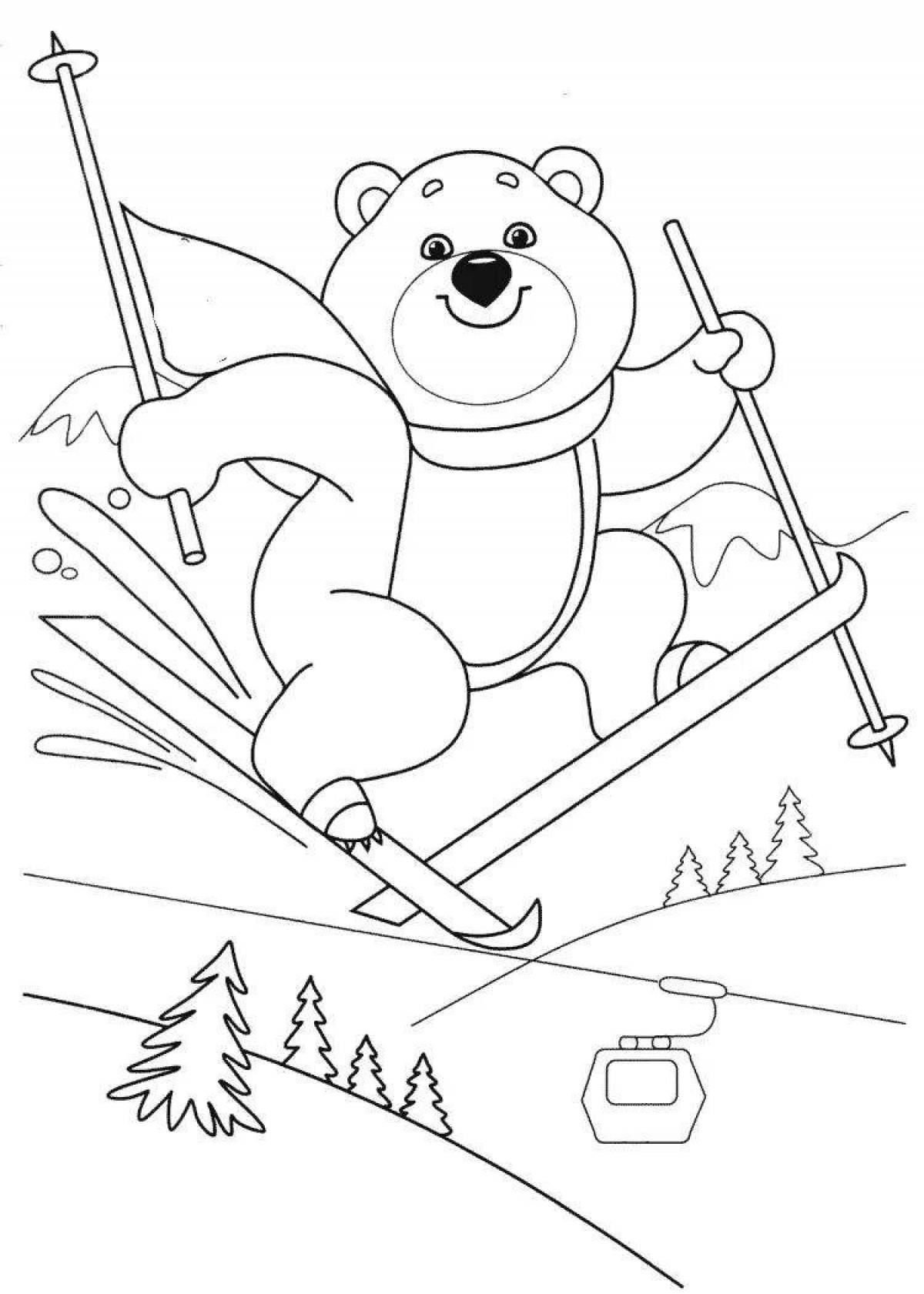 Exciting coloring book for kids winter sports