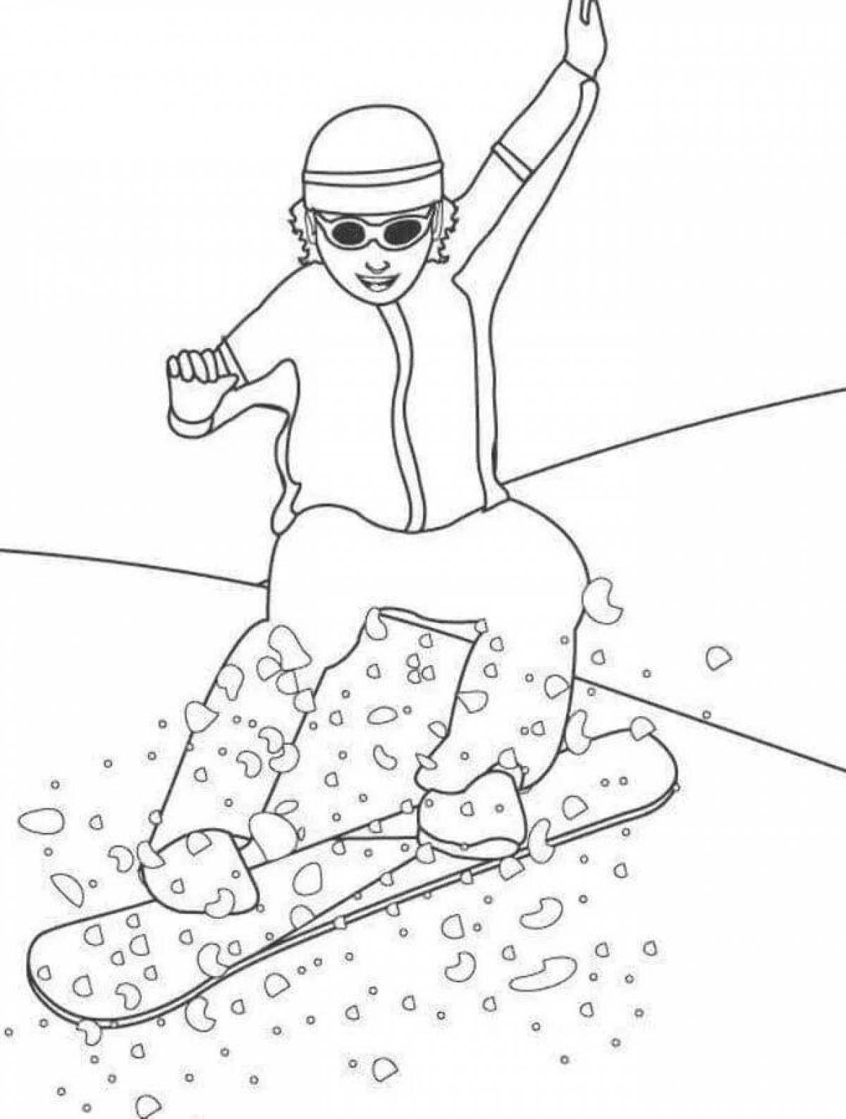 Colourful coloring book for kids winter sports