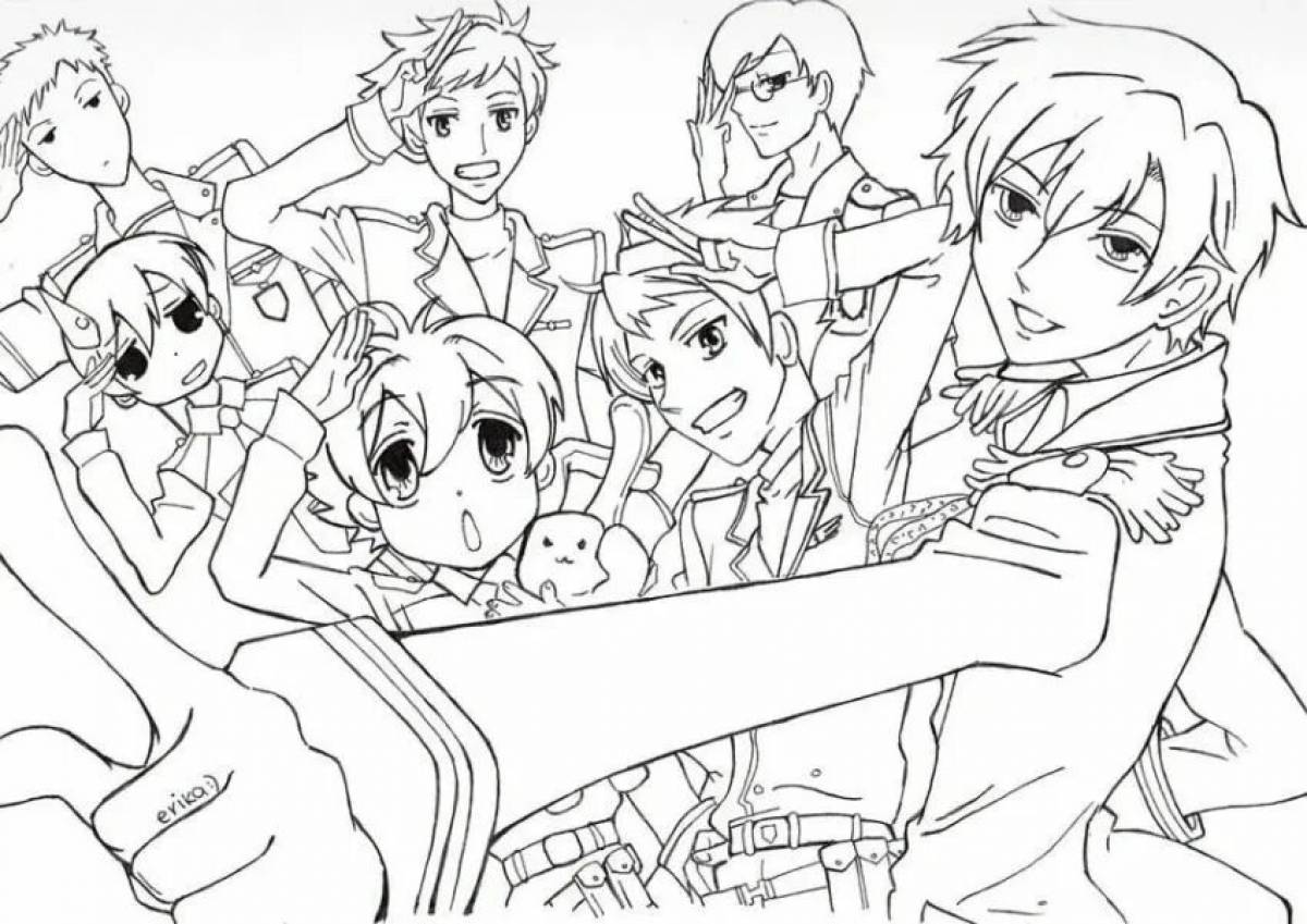 Live anime boys coloring book