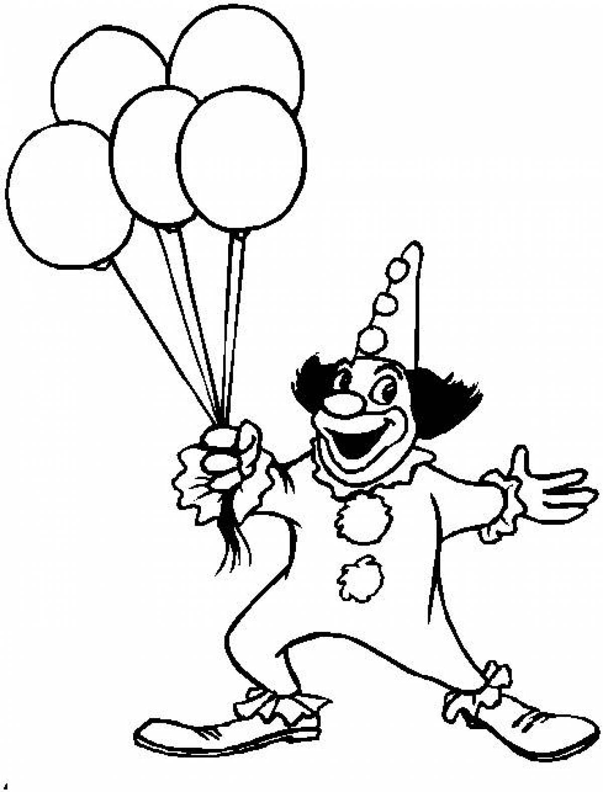 Клоун с шариками раскраска для детей