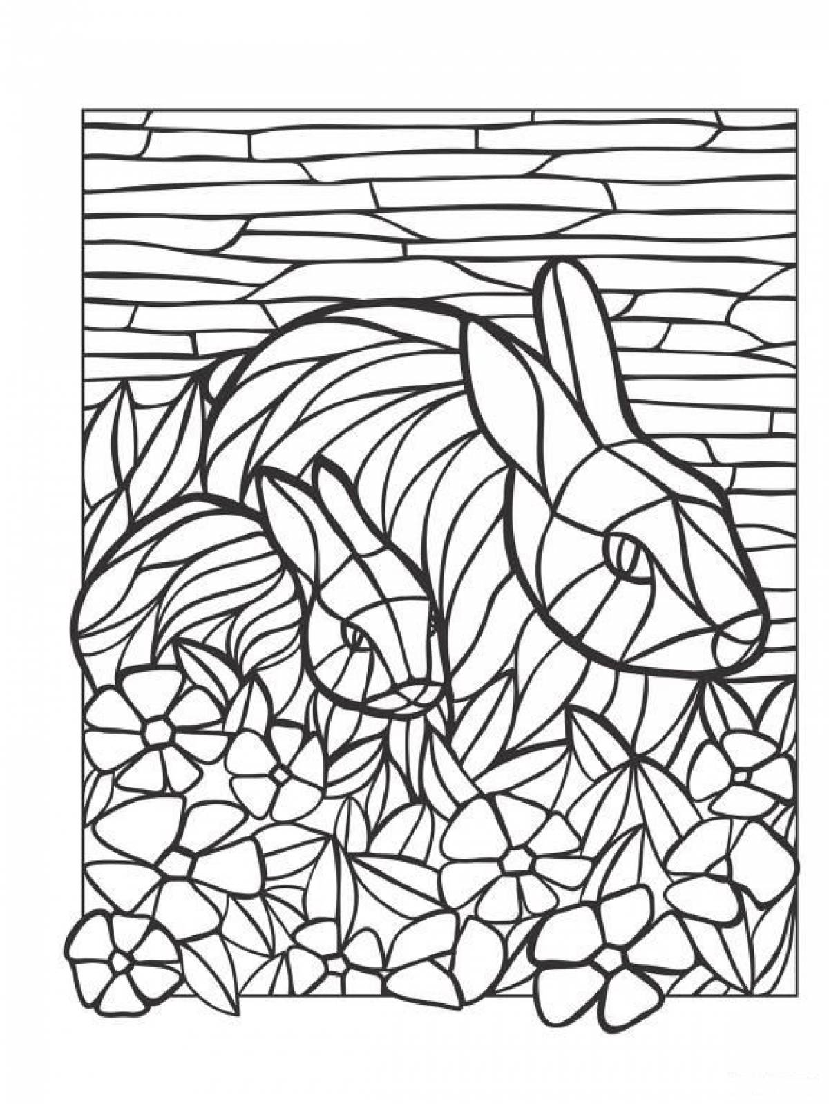 Stained glass hares