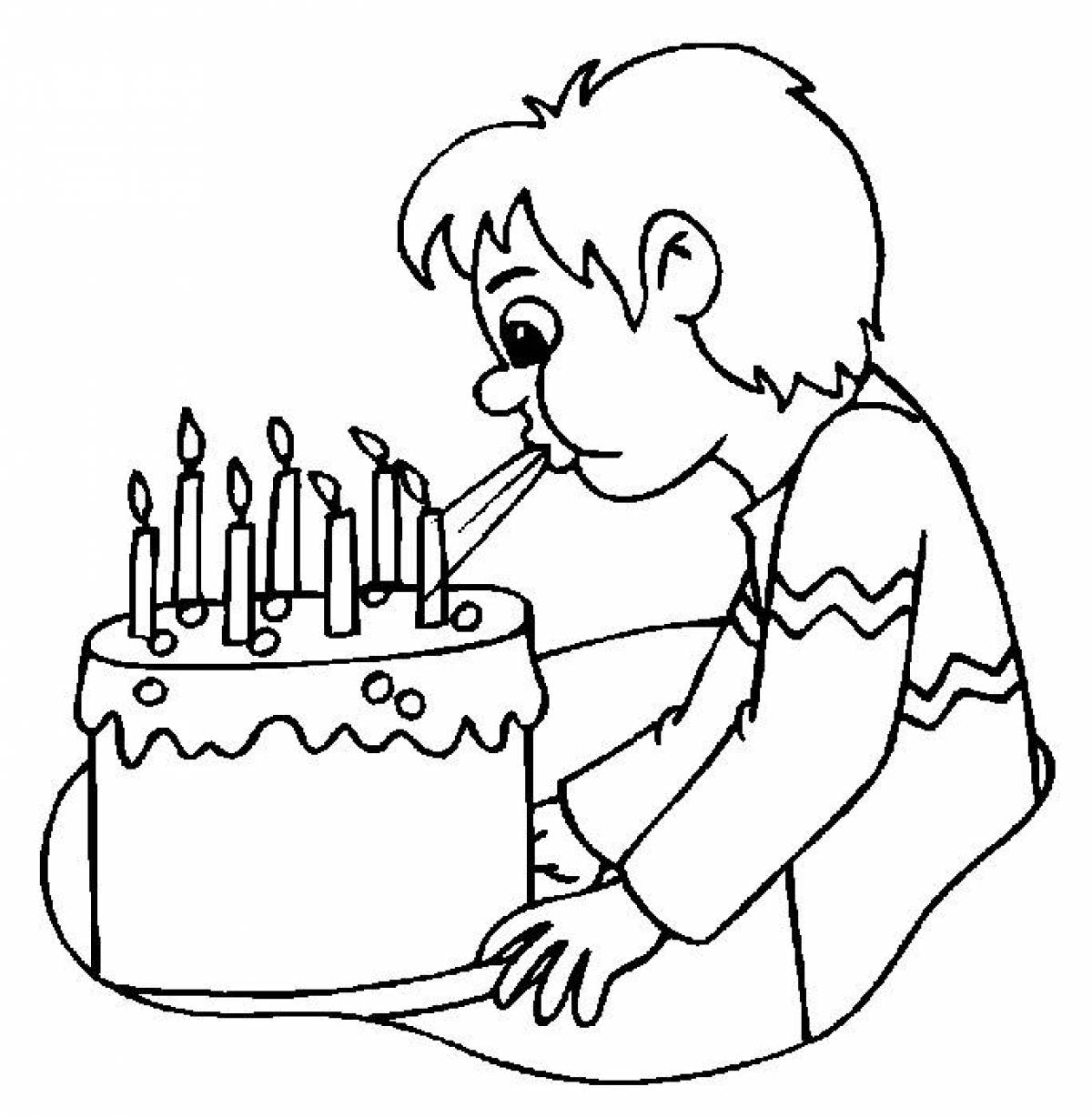 Boy blowing out the candles