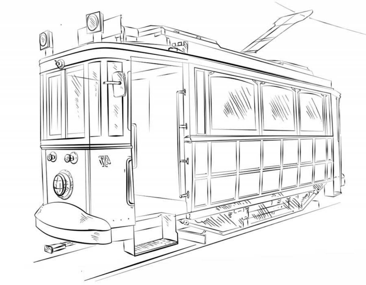 Tram coloring page